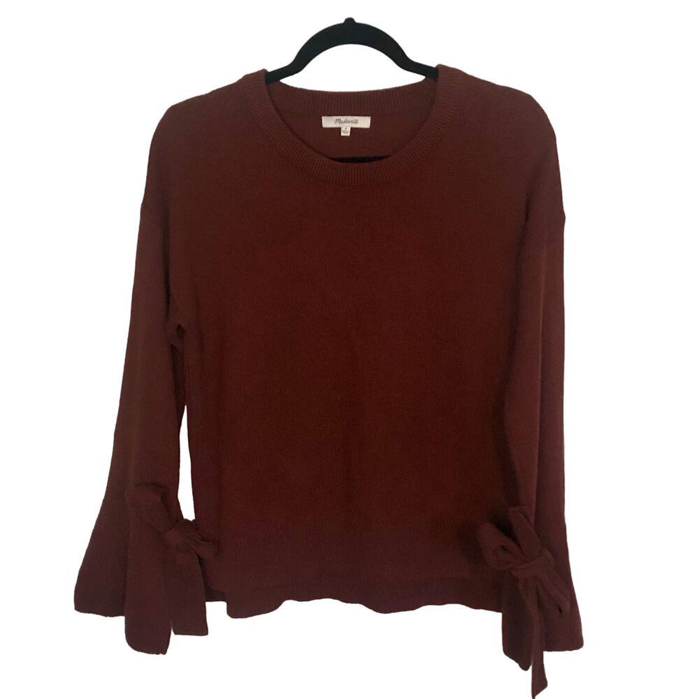 Madewell Sweater Rusty Red Color Bell Sleeve w/ Bow Detail Cotton Blend - Small